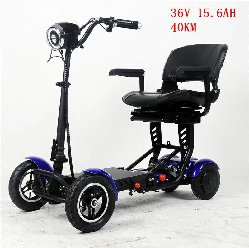 Elektroroller für Behinderte, Vierrad-Elektroroller, Dual-Motor, 250 W, faltbar, für ältere Menschen