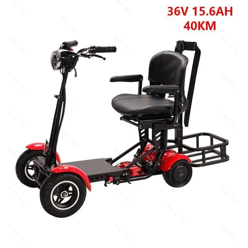 Elektroroller für Behinderte, Vierrad-Elektroroller, Dual-Motor, 250 W, faltbar, für ältere Menschen