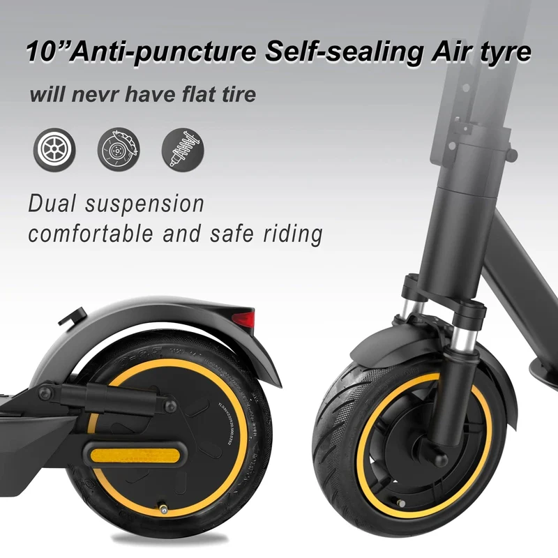 AOVOPRO ESMax 45 km Elektroroller, 35 km/h, schnelle Geschwindigkeit, 1000 W Spitzenleistung, 10 Zoll Anti-Pannen-Luftreifen, 14.5 Ah, zusammenklappbarer E-Scooter