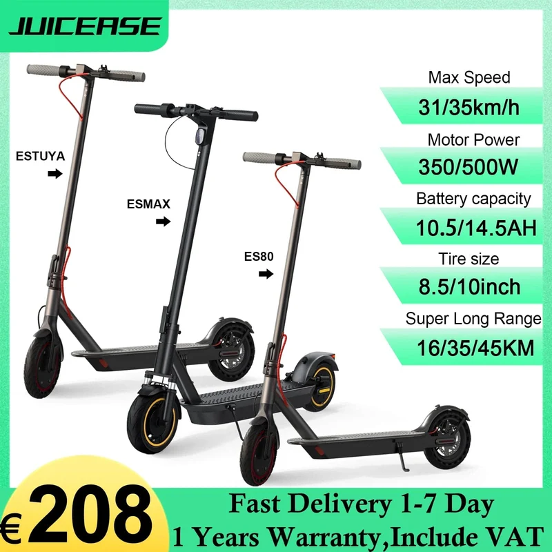 JUICEASE ESTUYA/ES80/ESMAX Elektroroller für Erwachsene 350/500 W Motor E-Scooter 35 km/h Höchstgeschwindigkeit 8.5/10 Zoll Elektro-Tretroller