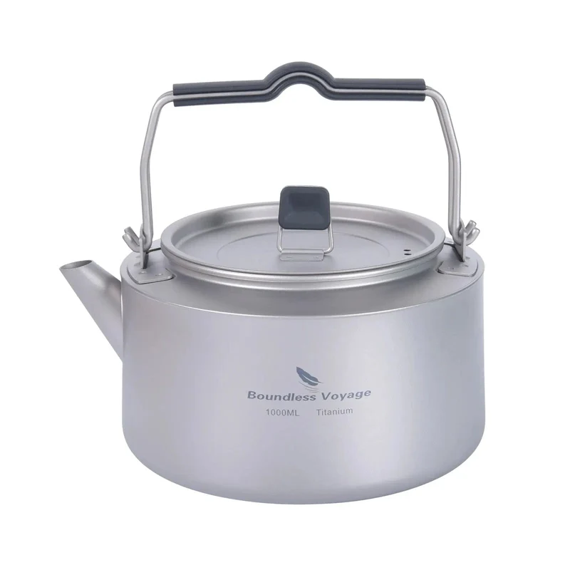 Boundless Voyage Titanium 700/1000 ml Teekessel mit Klappgriff Outdoor Camping Kochgeschirr Ultraleichte tragbare Teekanne