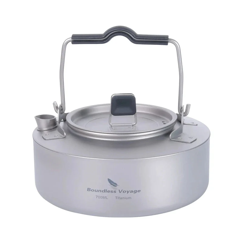 Boundless Voyage Titanium 700/1000 ml Teekessel mit Klappgriff Outdoor Camping Kochgeschirr Ultraleichte tragbare Teekanne
