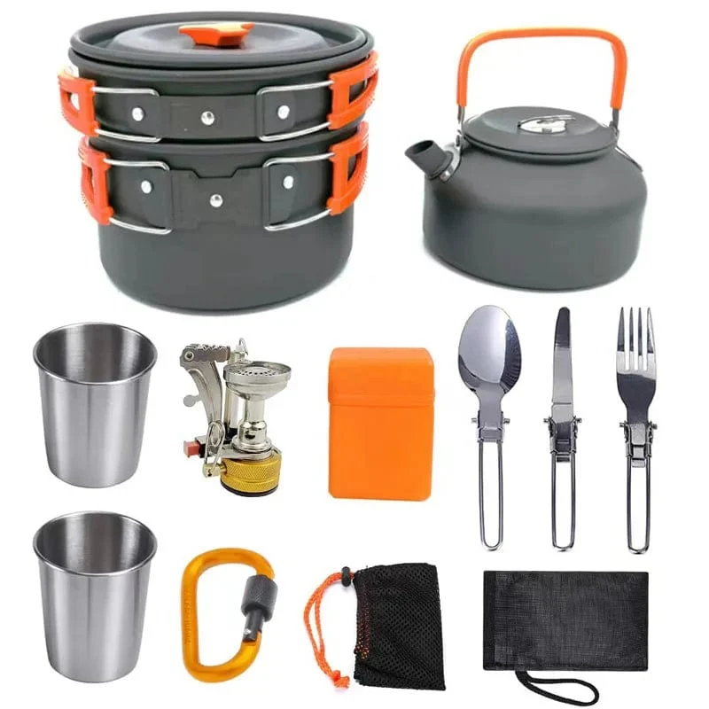 Camping Kochset Outdoor Aluminium Leichte Ausrüstung Camping Kochgeschirr Kit Für Reisen Trekking Wanderbedarf