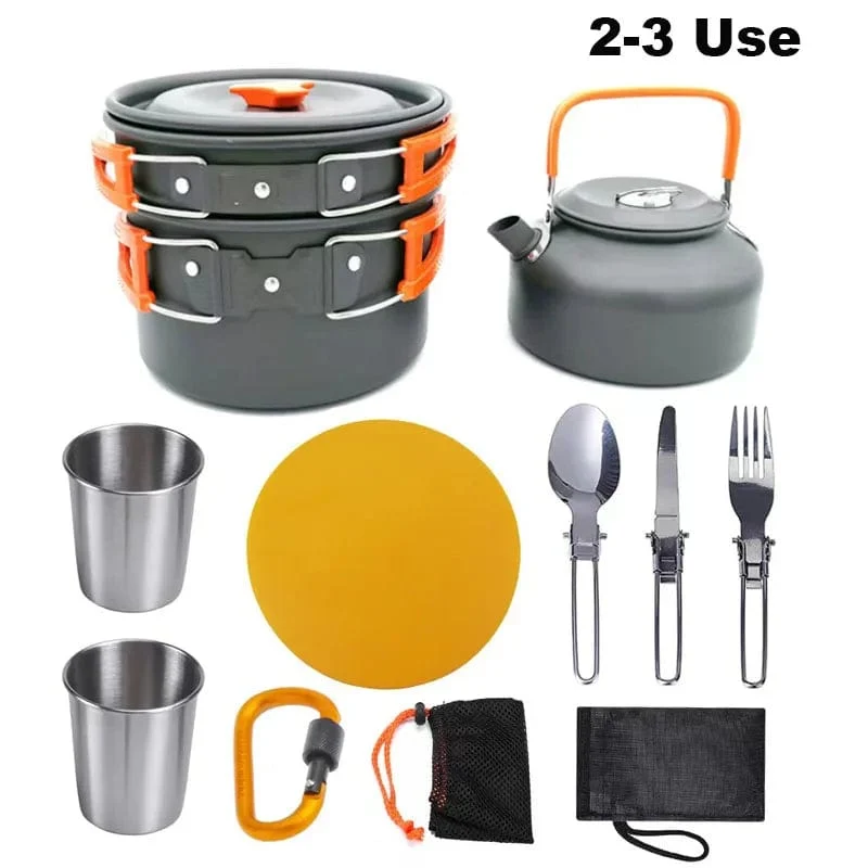 Camping Kochset Outdoor Aluminium Leichte Ausrüstung Camping Kochgeschirr Kit Für Reisen Trekking Wanderbedarf