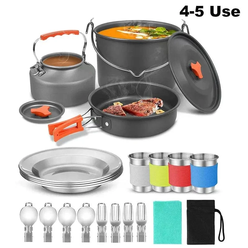Camping Kochset Outdoor Aluminium Leichte Ausrüstung Camping Kochgeschirr Kit Für Reisen Trekking Wanderbedarf