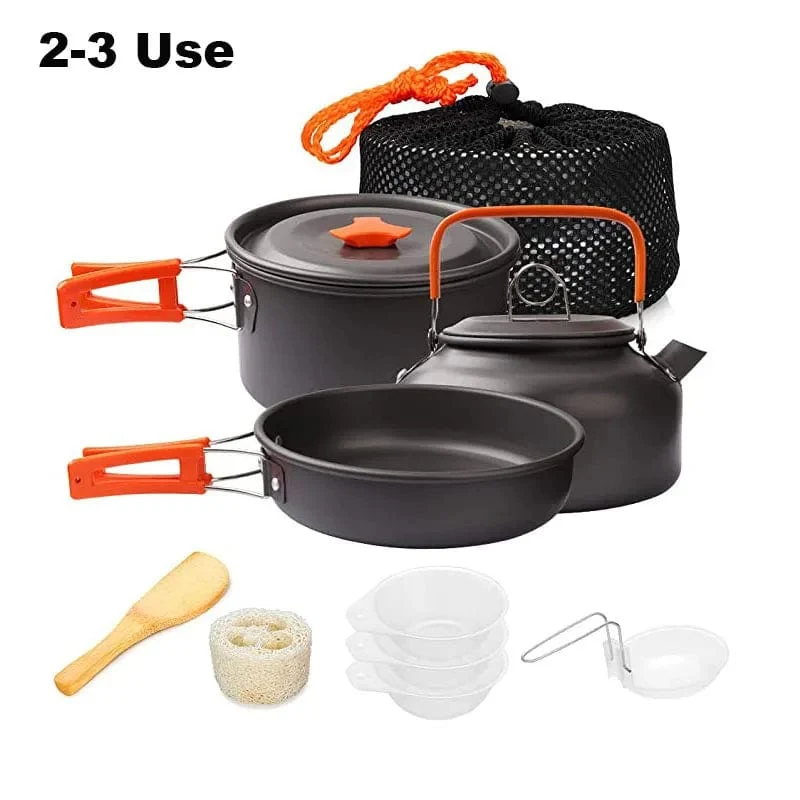 Camping Kochset Outdoor Aluminium Leichte Ausrüstung Camping Kochgeschirr Kit Für Reisen Trekking Wanderbedarf