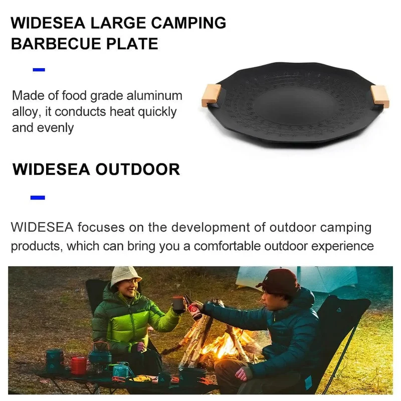 Widesea Camping Antihaft-Grillplatte Outdoor-Ofengeschirr Koreanischer BBQ-Grill Picknick-Bratpfanne Kochgeschirr Geschirrzubehör