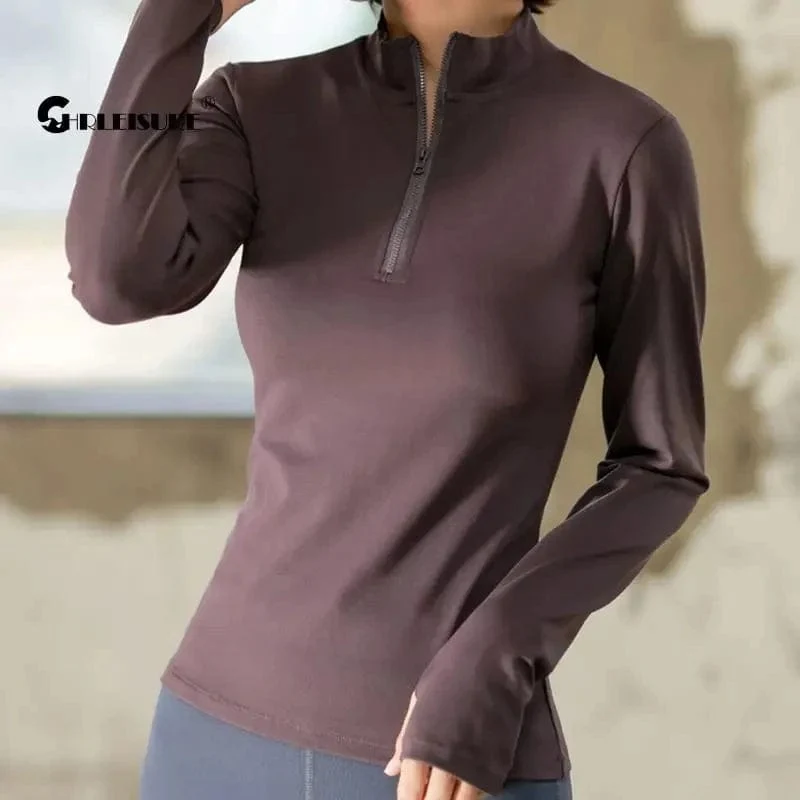CHRLEISURE Langarm-Yoga-Shirts, Sport-Top, Fitness-Yoga-Top, Gym-Top, Sportbekleidung für Frauen, Push-Up-Lauf-Kleidung mit vollen Ärmeln