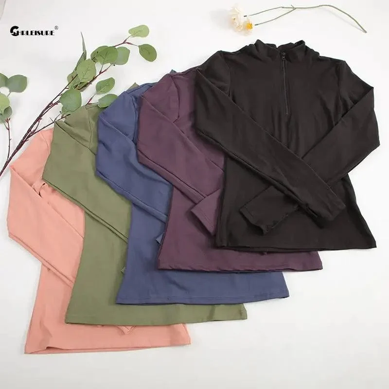 CHRLEISURE Langarm-Yoga-Shirts, Sport-Top, Fitness-Yoga-Top, Gym-Top, Sportbekleidung für Frauen, Push-Up-Lauf-Kleidung mit vollen Ärmeln