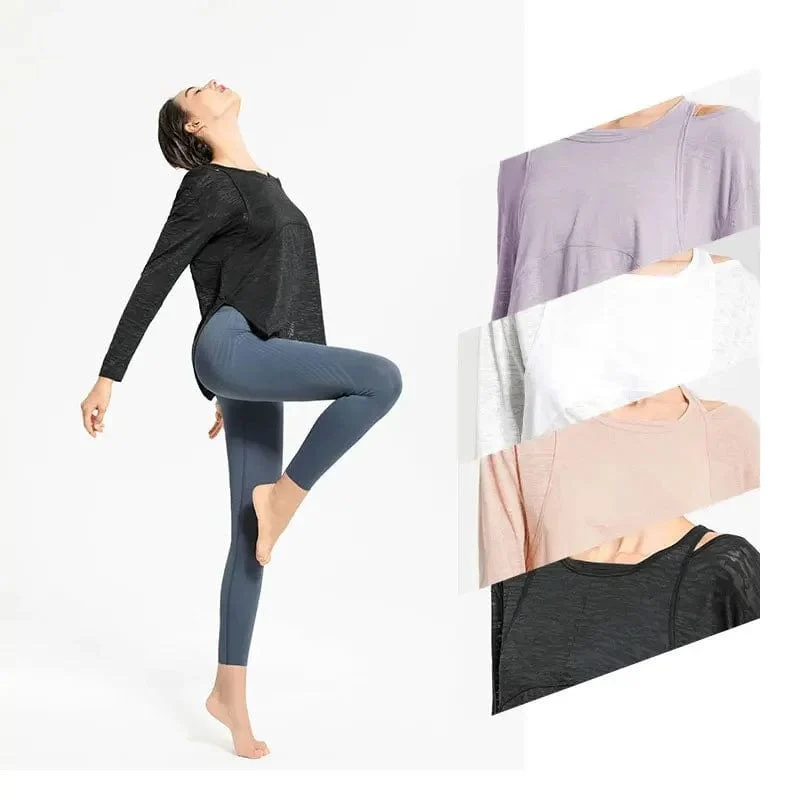 Langarm Yoga Shirts für Frauen Lose Sport T Crop Top Sport Top Frauen Sportswear Gym Fitness Tragen Kleidung Workout weibliche