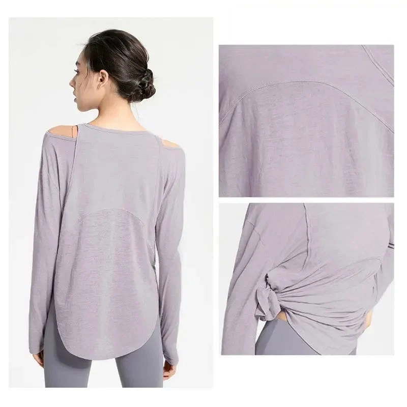 Langarm Yoga Shirts für Frauen Lose Sport T Crop Top Sport Top Frauen Sportswear Gym Fitness Tragen Kleidung Workout weibliche