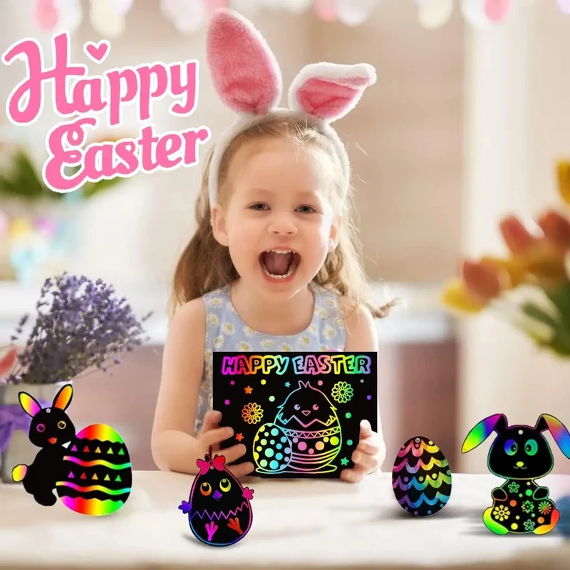 100/5-teiliges DIY-Regenbogen-Magie-Haftnotizen-Set für Kinder, Schwarz, Kratzkunst, Bastelsets, Pad, Zeichnungsvorlage, Malspielzeug