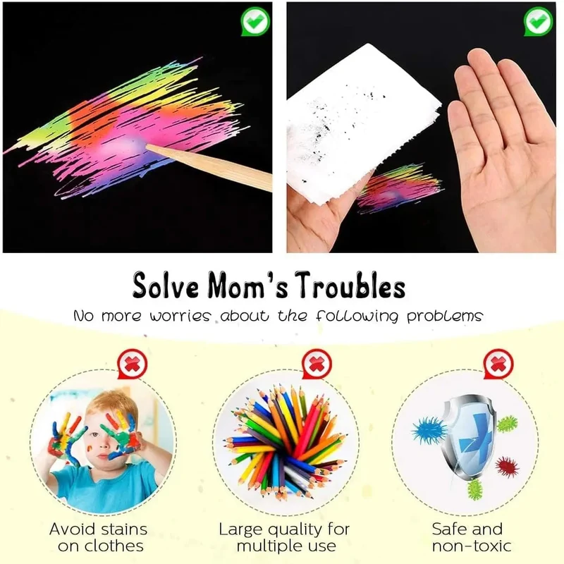 100/5-teiliges DIY-Regenbogen-Magie-Haftnotizen-Set für Kinder, Schwarz, Kratzkunst, Bastelsets, Pad, Zeichnungsvorlage, Malspielzeug