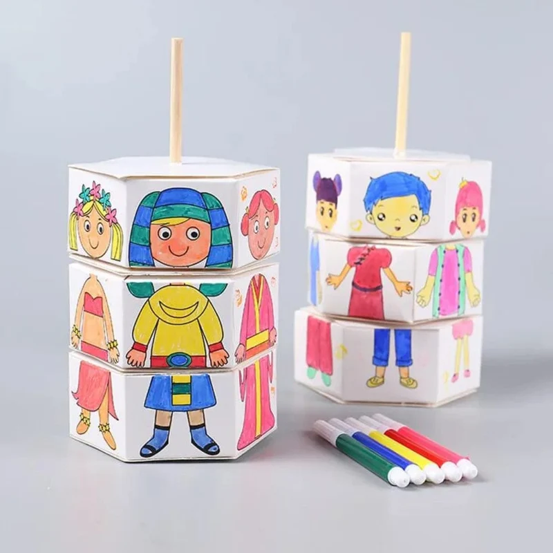 DIY-Bastelspielzeug für Kinder, Neuheit, Malerei, Zeichnungsspielzeug, Farbfüllung, Papier, rotierendes Graffiti-Puzzle, Lernspielzeug für Kinder
