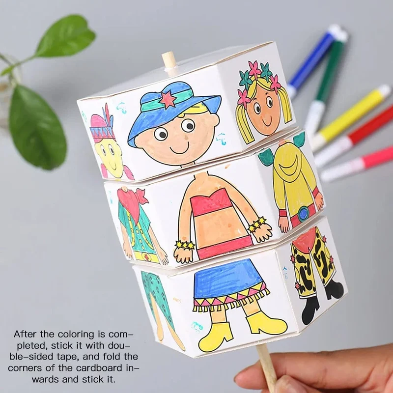 DIY-Bastelspielzeug für Kinder, Neuheit, Malerei, Zeichnungsspielzeug, Farbfüllung, Papier, rotierendes Graffiti-Puzzle, Lernspielzeug für Kinder