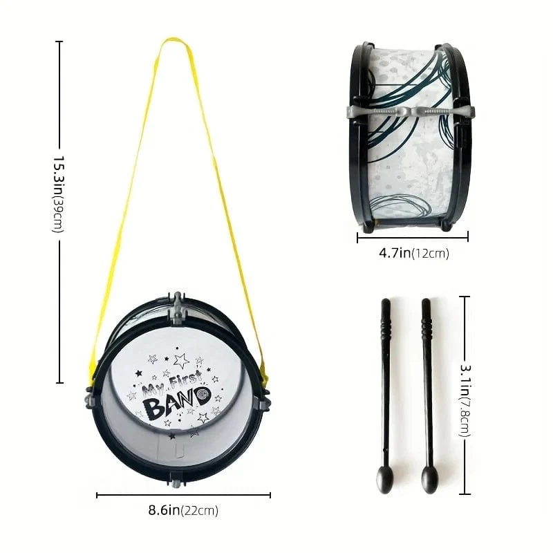 Kinder-Schlagzeug, 8.6-Zoll-Musikinstrument mit 2 Trommelstöcken, Lernspielzeug für Kinder, Jungen, Mädchen, Geschenk