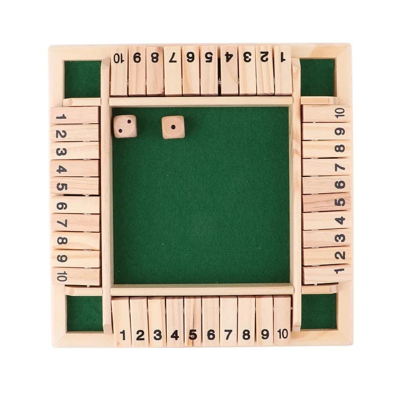Deluxe-Würfelbrett-Boxspiel-Set mit 10 Zahlen, vierseitig geschlossen, für Party, Club, Trinkspiele, interessantes Familienspiel