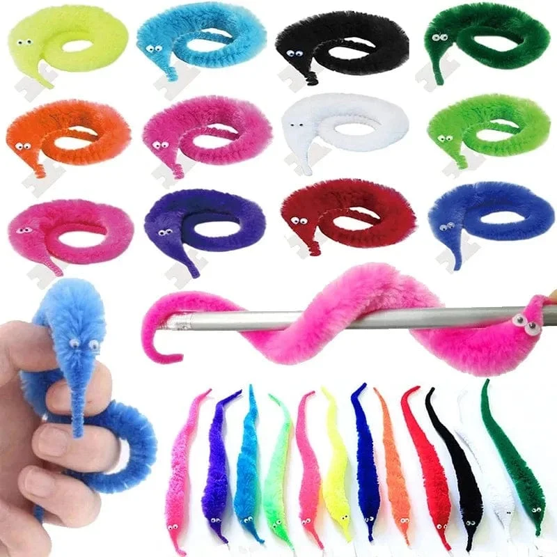 Lustiger Wurm, magische Requisiten, Spielzeug für Kinder, Kinder, Anfänger, wackeliger, verdrehter Wurm mit unsichtbarer Schnur, Partyspiele, Trickspielzeug