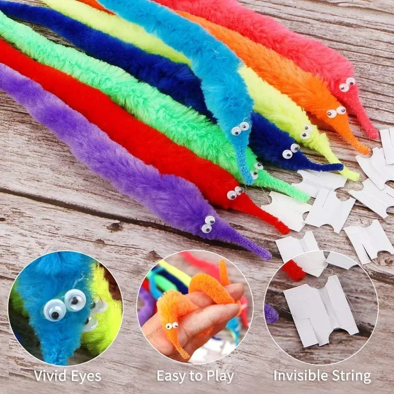 Lustiger Wurm, magische Requisiten, Spielzeug für Kinder, Kinder, Anfänger, wackeliger, verdrehter Wurm mit unsichtbarer Schnur, Partyspiele, Trickspielzeug