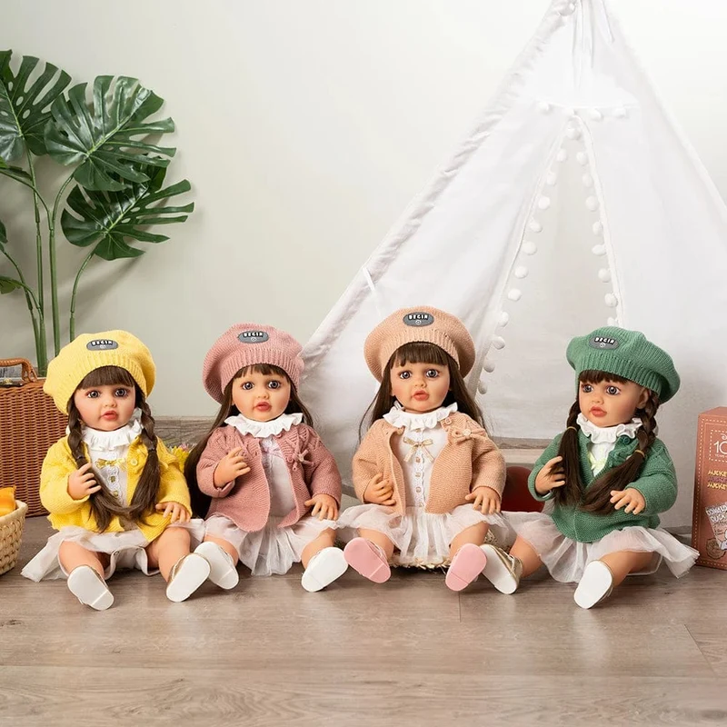 55cm Puppen Ganzkörper Silikon Vinyl Puppe Schönheit Lange Haare Mädchen Lebensechte Bewborn Baby Prinzessin Bebe Puppen Puppenspielzeug