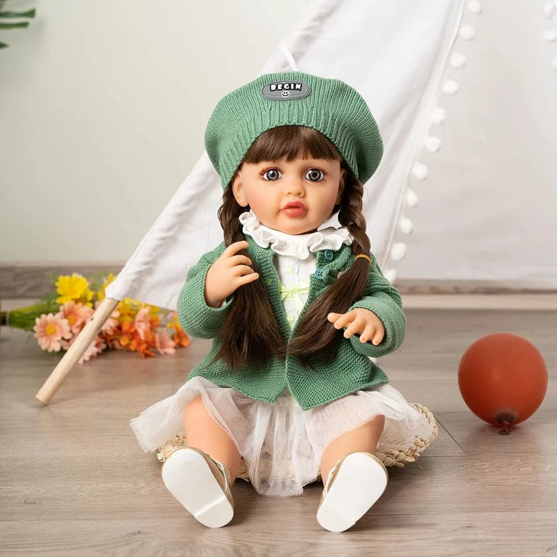 55cm Puppen Ganzkörper Silikon Vinyl Puppe Schönheit Lange Haare Mädchen Lebensechte Bewborn Baby Prinzessin Bebe Puppen Puppenspielzeug