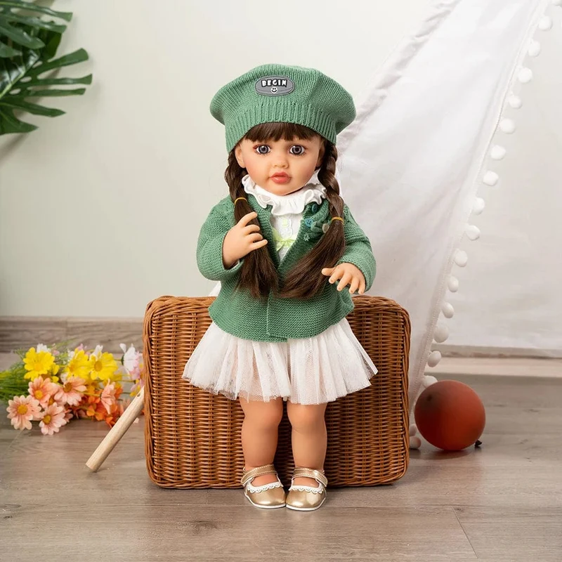 55cm Puppen Ganzkörper Silikon Vinyl Puppe Schönheit Lange Haare Mädchen Lebensechte Bewborn Baby Prinzessin Bebe Puppen Puppenspielzeug