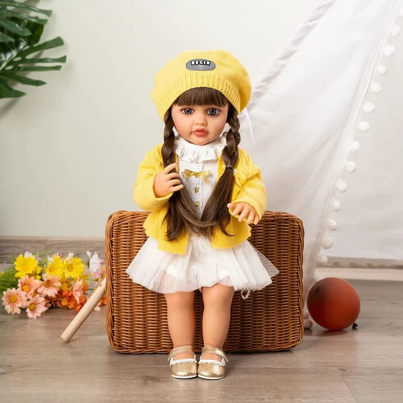 55cm Puppen Ganzkörper Silikon Vinyl Puppe Schönheit Lange Haare Mädchen Lebensechte Bewborn Baby Prinzessin Bebe Puppen Puppenspielzeug