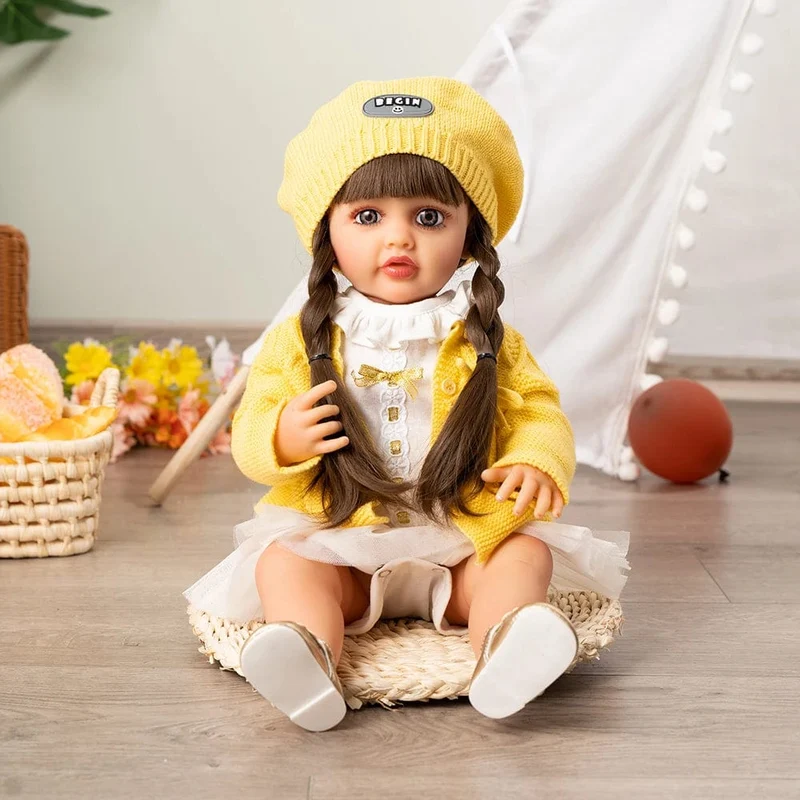 55cm Puppen Ganzkörper Silikon Vinyl Puppe Schönheit Lange Haare Mädchen Lebensechte Bewborn Baby Prinzessin Bebe Puppen Puppenspielzeug