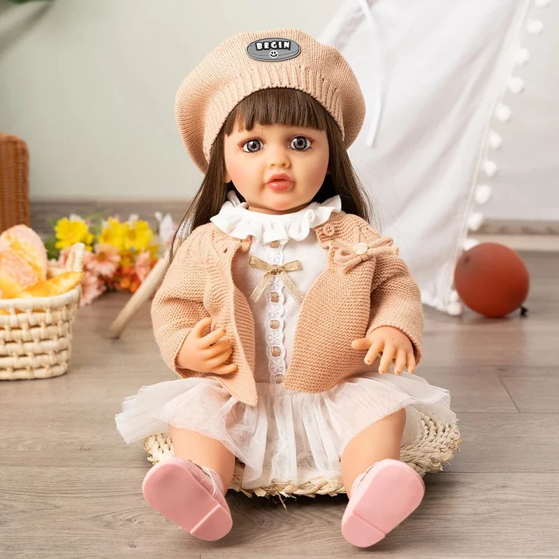 55cm Puppen Ganzkörper Silikon Vinyl Puppe Schönheit Lange Haare Mädchen Lebensechte Bewborn Baby Prinzessin Bebe Puppen Puppenspielzeug
