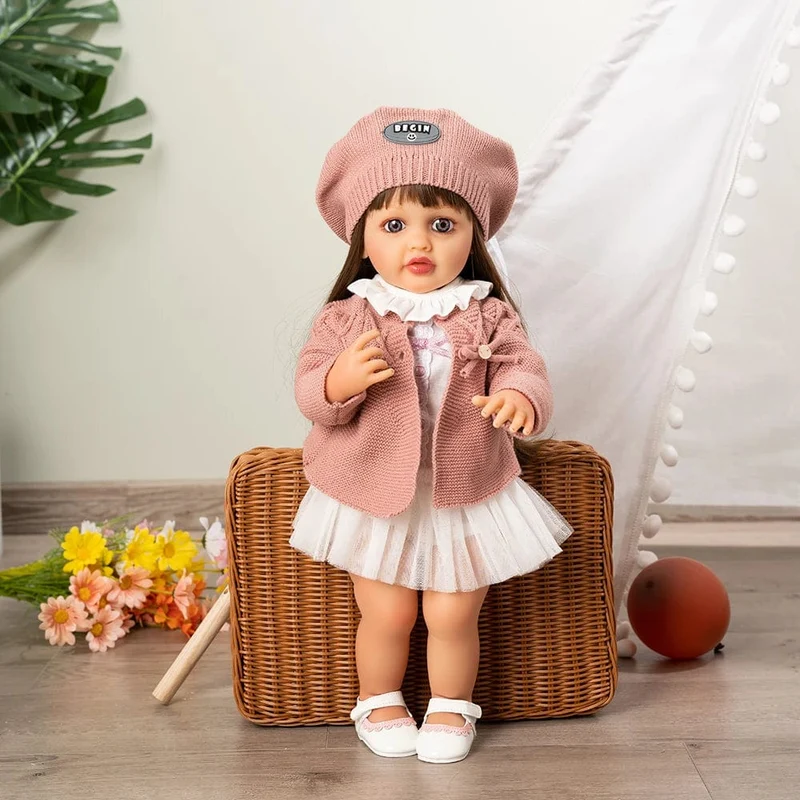 55cm Puppen Ganzkörper Silikon Vinyl Puppe Schönheit Lange Haare Mädchen Lebensechte Bewborn Baby Prinzessin Bebe Puppen Puppenspielzeug