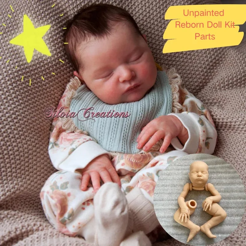 Neues 20.5 Zoll unlackiertes Reborn-Puppenset Laura mit Stoffkörper, unvollendetes Vinyl, Blanko-Reborn-Baby-Kits, Teile