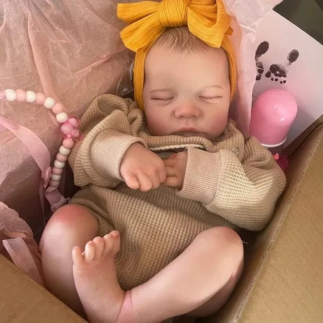 NPK 19-Zoll-Levi-Reborn-Babypuppe, bereits bemalt, fertig schlafendes Neugeborenes, Größe 3D-Haut, sichtbare Adern, Kunstpuppe zum Sammeln