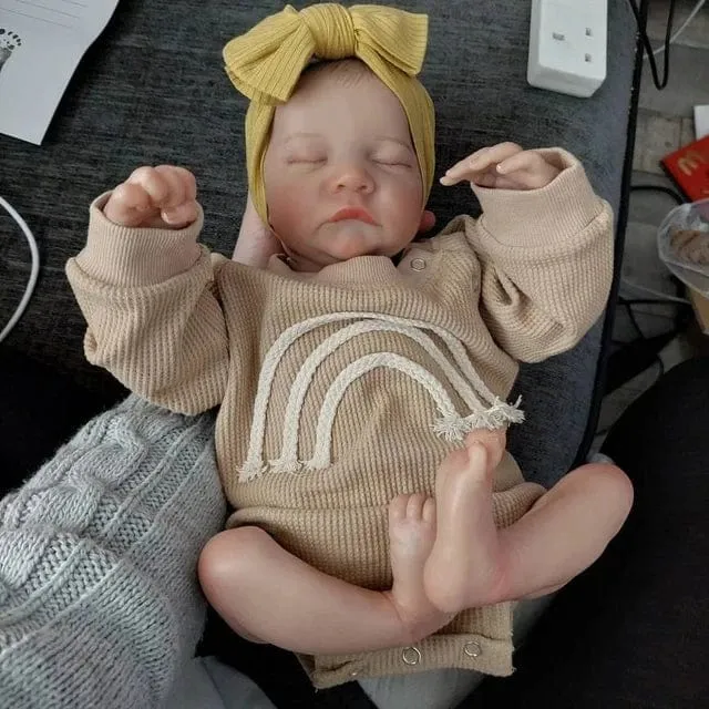NPK 19-Zoll-Levi-Reborn-Babypuppe, bereits bemalt, fertig schlafendes Neugeborenes, Größe 3D-Haut, sichtbare Adern, Kunstpuppe zum Sammeln