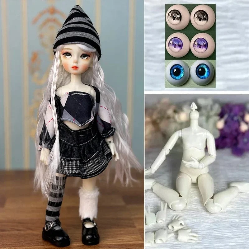 Vollständiges Set 1/6 BJD Puppe Modeanzug 30CM Puppe mit 3 Paar Augen Blythe Puppe Kinder Mädchen Spielzeug Geschenk (offener Kopf)