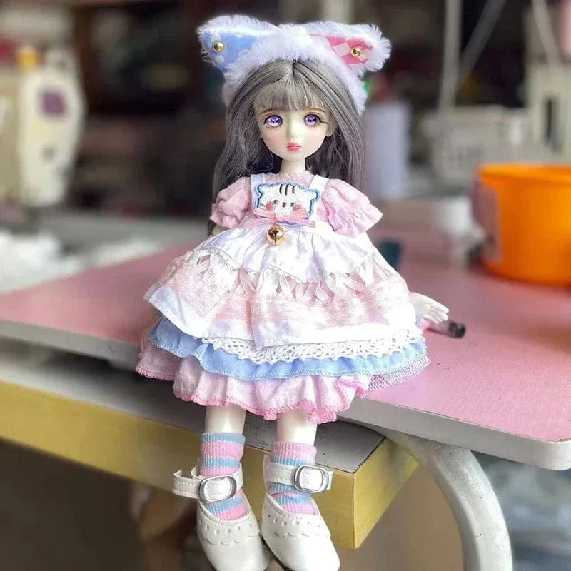 Vollständiges Set 1/6 BJD Puppe Modeanzug 30CM Puppe mit 3 Paar Augen Blythe Puppe Kinder Mädchen Spielzeug Geschenk (offener Kopf)