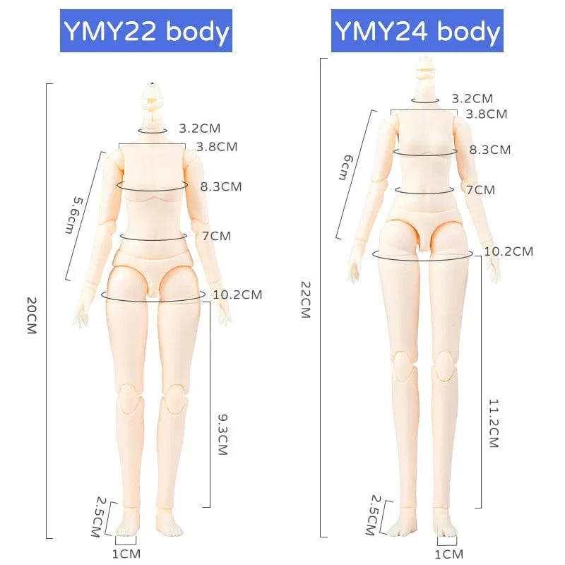 YMY22 Körper Obitsu24 22 cm Mädchenpuppe mit beweglichen Gelenken für GSC, Blyth, ICY, 1/6 Bjd Puppenkopffigur Ersatzhandspielzeugzubehör