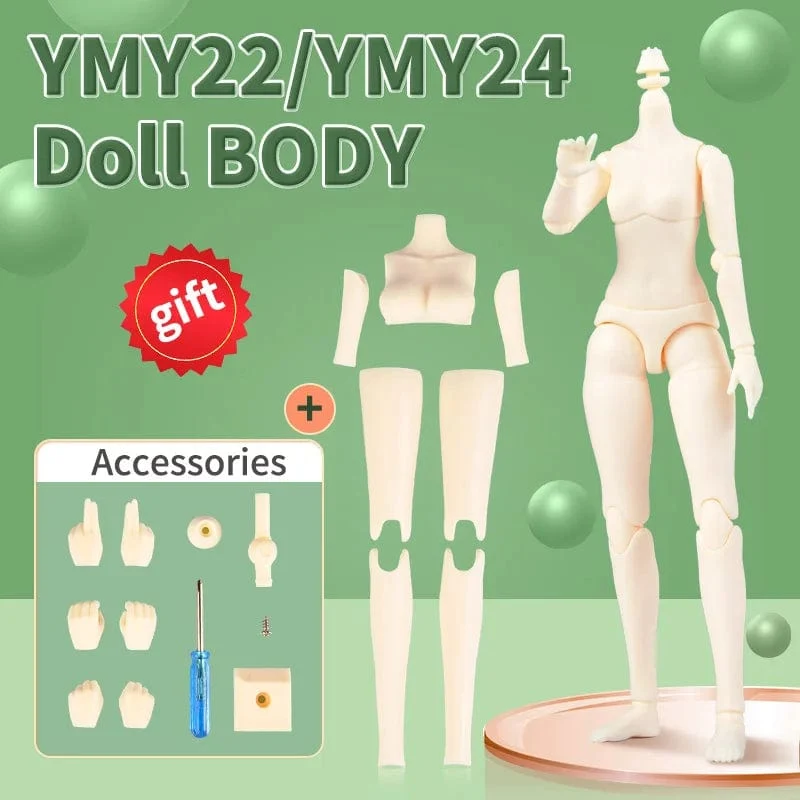 YMY22 Körper Obitsu24 22 cm Mädchenpuppe mit beweglichen Gelenken für GSC, Blyth, ICY, 1/6 Bjd Puppenkopffigur Ersatzhandspielzeugzubehör