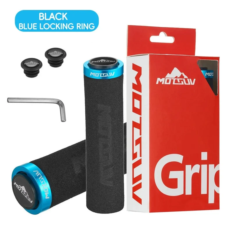 MOTSUV MTB-Griff, Schwammgriffe mit Staubschutzstecker, ultraleichte, weiche Fahrradlenkerabdeckung, rutschfester, gemütlicher Fahrradgriff, Fahrradteile aus Legierung