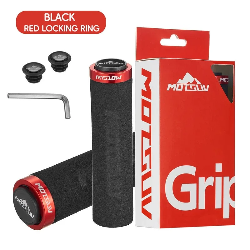 MOTSUV MTB-Griff, Schwammgriffe mit Staubschutzstecker, ultraleichte, weiche Fahrradlenkerabdeckung, rutschfester, gemütlicher Fahrradgriff, Fahrradteile aus Legierung