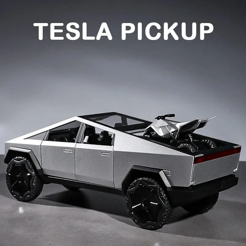 1:32 Tesla Cybertruck Automodell Legierungsauto Druckguss-Spielzeugautomodell Ton und Licht Kinderspielzeug Sammlerstücke