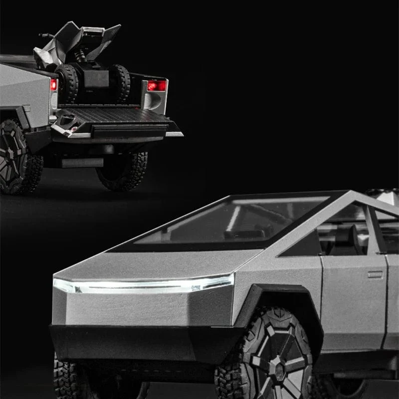 1:32 Tesla Cybertruck Automodell Legierungsauto Druckguss-Spielzeugautomodell Ton und Licht Kinderspielzeug Sammlerstücke