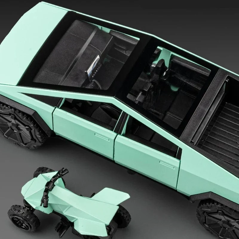 1:32 Tesla Cybertruck Automodell Legierungsauto Druckguss-Spielzeugautomodell Ton und Licht Kinderspielzeug Sammlerstücke