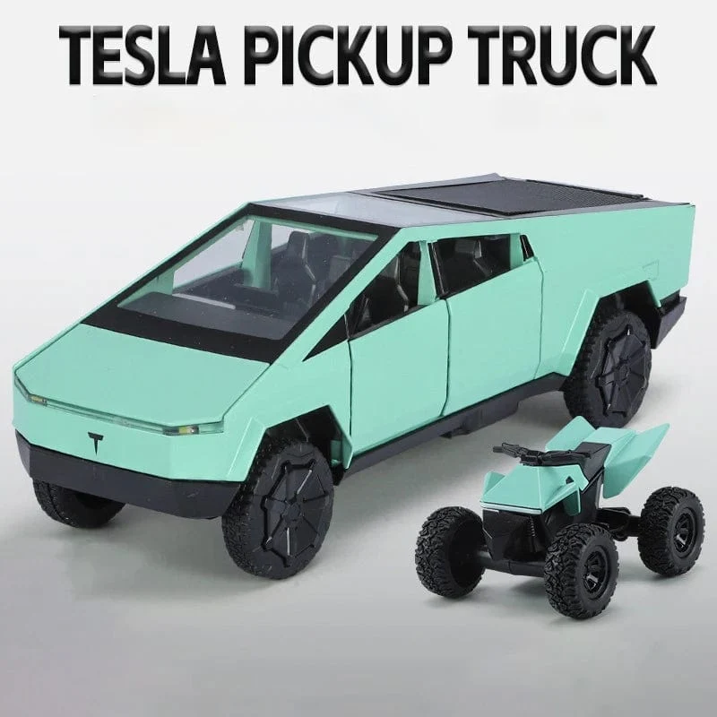 1:32 Tesla Cybertruck Automodell Legierungsauto Druckguss-Spielzeugautomodell Ton und Licht Kinderspielzeug Sammlerstücke