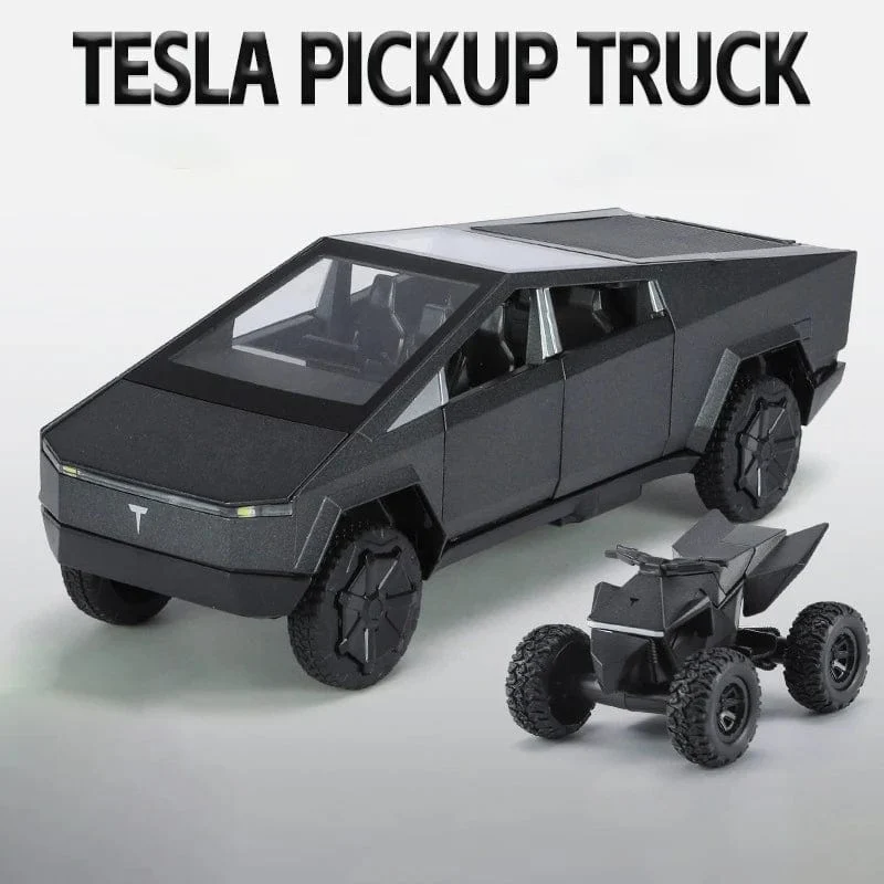 1:32 Tesla Cybertruck Automodell Legierungsauto Druckguss-Spielzeugautomodell Ton und Licht Kinderspielzeug Sammlerstücke