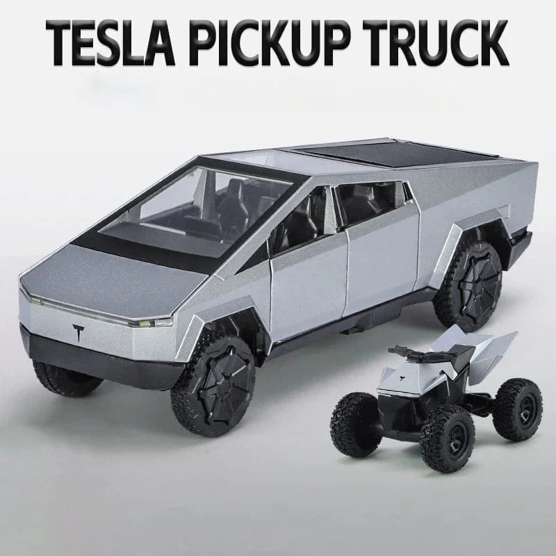 1:32 Tesla Cybertruck Automodell Legierungsauto Druckguss-Spielzeugautomodell Ton und Licht Kinderspielzeug Sammlerstücke