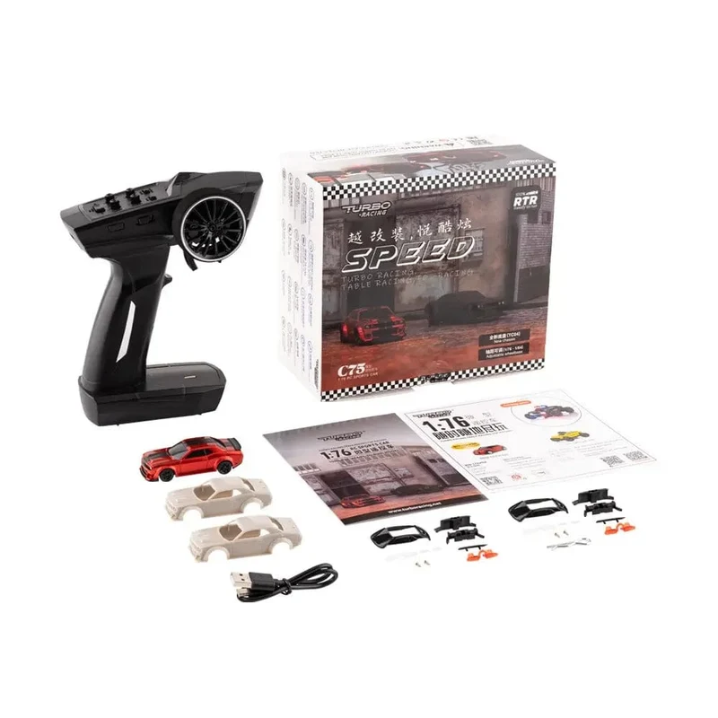 Turbo Racing 1:76 C71 C72 C73 C74 C75 RTR Flachlaufspielzeug auf der Straße RC-Auto Proportionales Fernsteuerungsspielzeug für Kinder und Erwachsene