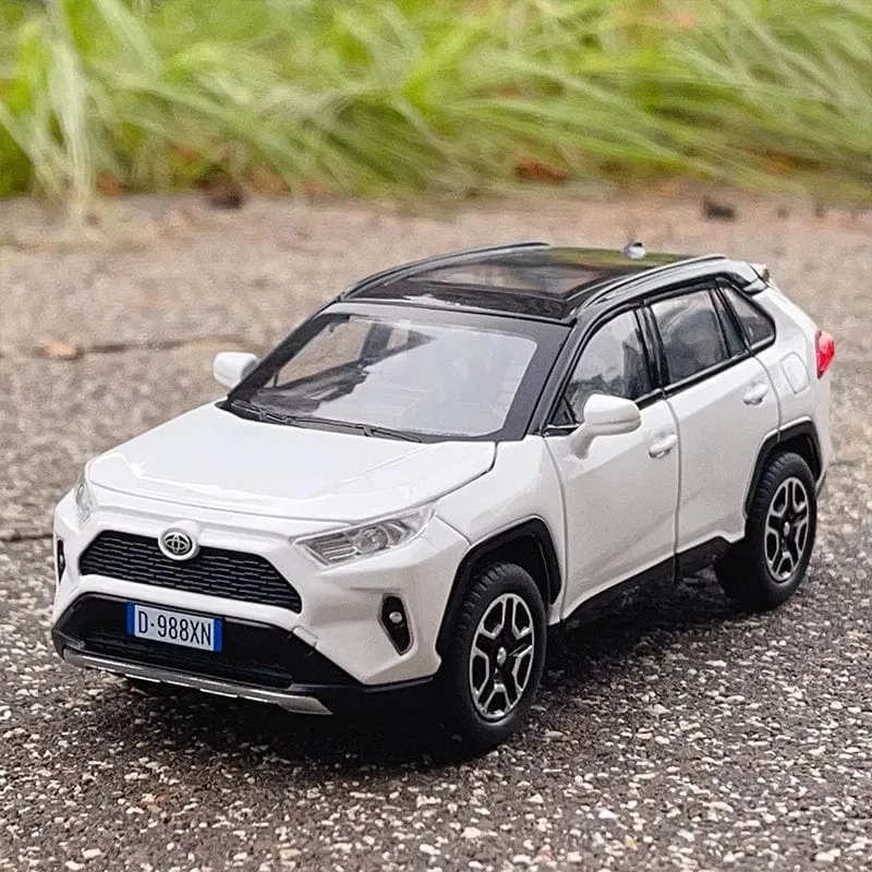 1:32 RAV4 SUV 2023 Legierung Druckguss Spielzeugauto Modell Sound und Licht Pull Back Kinderspielzeug Sammlerstücke Geburtstagsgeschenk