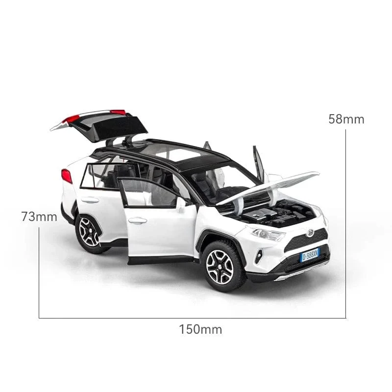 1:32 RAV4 SUV 2023 Legierung Druckguss Spielzeugauto Modell Sound und Licht Pull Back Kinderspielzeug Sammlerstücke Geburtstagsgeschenk