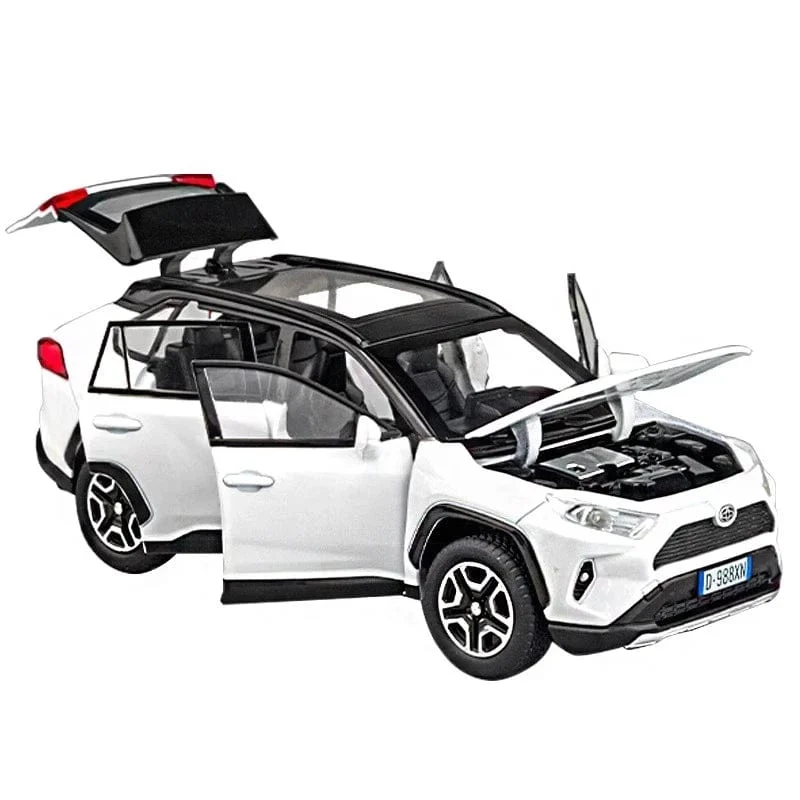 1:32 RAV4 SUV 2023 Legierung Druckguss Spielzeugauto Modell Sound und Licht Pull Back Kinderspielzeug Sammlerstücke Geburtstagsgeschenk