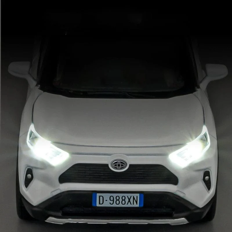 1:32 RAV4 SUV 2023 Legierung Druckguss Spielzeugauto Modell Sound und Licht Pull Back Kinderspielzeug Sammlerstücke Geburtstagsgeschenk